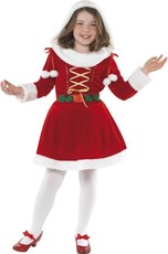 Dievčenský kostým Santa dievčenské s bielou kapucňou