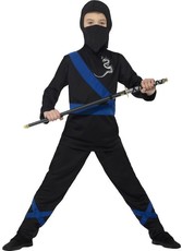 Detský kostým ninja s modrými doplnkami
