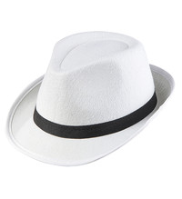 Biely gangster klobúk s čiernou stuhou