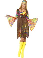 Dámsky kostým Hippiesáčka dúhová so strapcami - Veľkosť M 40-42 (II. Akosť)