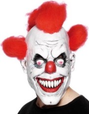 Maska klaun (biela s červenými vlasmi)