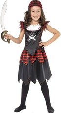 Dievčenský kostým pirátka čierno-červený