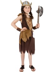 Dievčenský kostým Vikingské dievča,hnedý