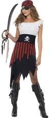 Dámsky kostým pirátka (červeno-čierna sukňa)
