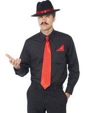 Pánska sada Gangster červená (klobúk, kravata, vreckovka)