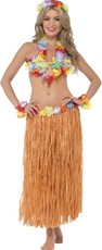 Havajská sada - Hula Hula (sukňa, čelenka, náramky, veniec, podprsenka)