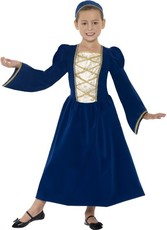 Dievčenský kostým Tudorské dievča modrá