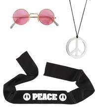 Sada hippies (čelenka, náhrdelník, okuliare)