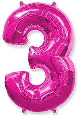 Fóliový balónik číslica 3 ružový 85cm