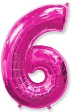 Fóliový balónik číslica 6 ružový 85cm