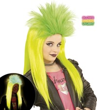 Dievčenská neónovo žlto-zelená punková parochňa
