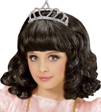 Dievčenská princeznovská parochňa s korunkou (bruneta)