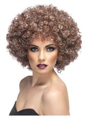 Dámska afro parochňa hnedá s blond melírom
