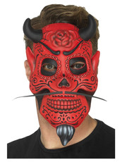 Maska Deň mŕtvych - diabol, pre dospelých (červená)