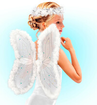 Dievčenská anjelská sada (ohybné krídla, svätožiara)
