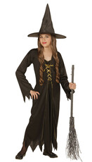 Dievčenský kostým čarodejnice, čierny (dlhý)