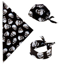 Čierna pirátska bandana s lebkami