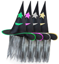 Detský čarodejnícky klobúk s vlasmi, rôzne farby