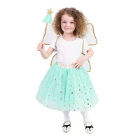 Detský tutu sukňa zelený kostým víly s prútikom a krídlami e-balík