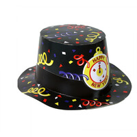 Papierový klobúk čierny HAPPY NEW YEAR