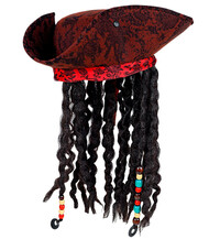 Pirátsky klobúk s koženým vzhľadom a dredy