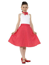 Dievčenská bodkovaná sukňa z 50. rokov, červená