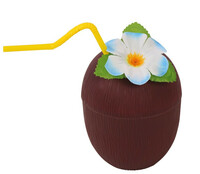 Havajský kokosový pohár so slamkou a kvetom