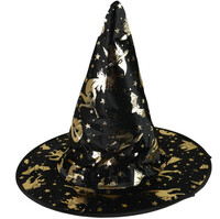 Detský klobúk zlatý a čierny čarodejnica/Halloween