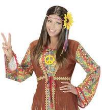 Hnedá hippie parochňa s kvetinovou čelenkou