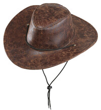 Hnedý kovbojský klobúk s koženým vzhľadom
