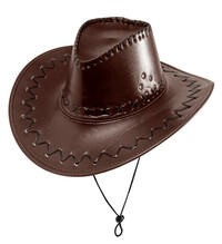 Hnedý kovbojský klobúk s prešívaním