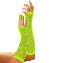 Dámske neónovo zelené sieťované rukavice, dlhšie