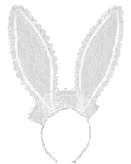 Čelenka biele čipkované uši králika, ohýbateľné