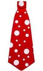 Červená klaunská kravata s bielymi bodkami