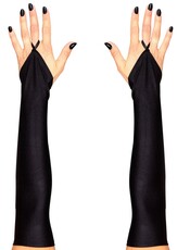 Dlhé čierne saténové rukavice bez prstov (43 cm)