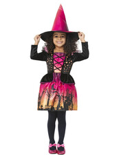 Dievčenské kostým čarodejnica (ružovo-čierny)