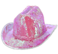 Kovbojský klobúk s flitrami, ružový