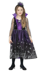 Dievčenský kostým fialová čarodejnica s pavúkmi