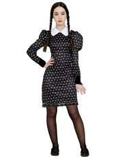 Dievčenské šaty s golierom Wednesday Addams (pre vek 14 - 16 rokov)