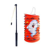 Halloweenský lampáš 15 cm so svietiacou tyčou 39 cm oranžový