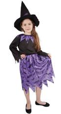 Detský kostým čarodejnice/Halloween s netopiermi a klobúkom