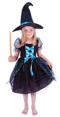 Detský modro-čierny kostým čarodejnice/Halloween