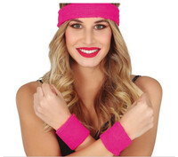 Súprava ružových potítok s čelenkou z 80. rokov