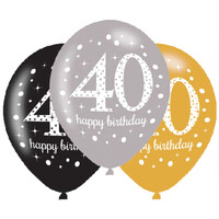 Balóny k 40. narodeninám 6 ks (mix farieb), 27,5 cm