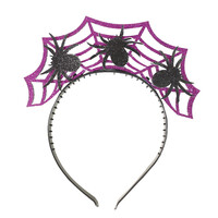 Halloween čelenka fialová s pavúkmi