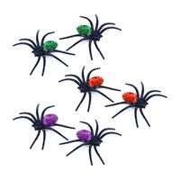Dekoračné pavúky s trblietkami 3 farby, 6 ks