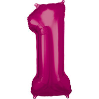 Fóliový balón s číslicou 1, ružový, 86 cm