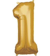 Fóliový balón číslica 1 zlatý, 86 cm