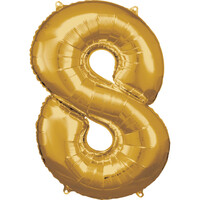 Fóliový balón s číslicou 8 zlatý, 86 cm