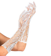 Biele čipkované rukavice, dlhé